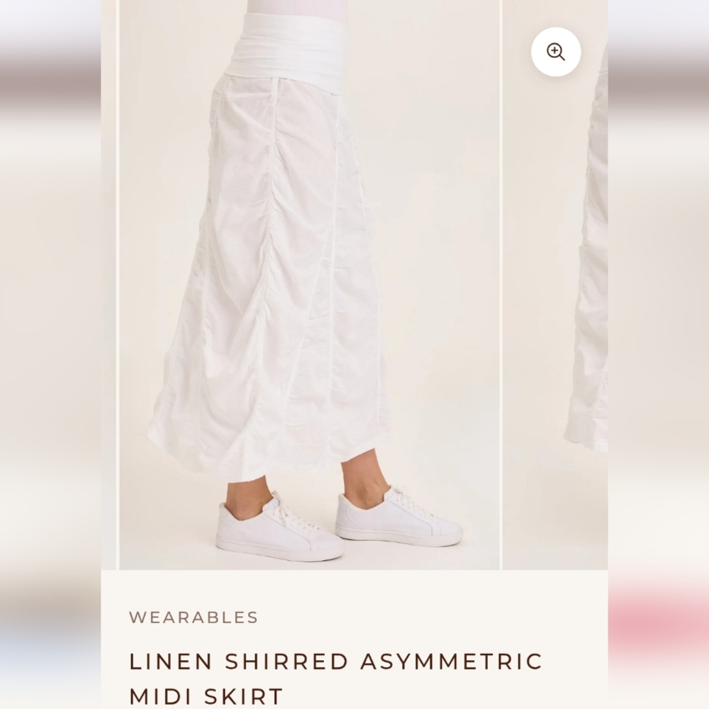 WearablesLinen Shirred Asymmetric Midi Skirt Xs